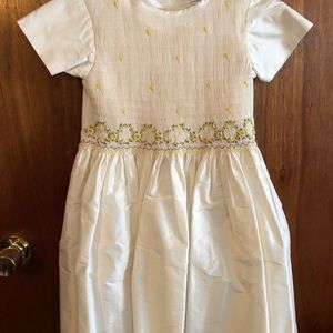 Girls Short-Sleeve Floral Taffeta Smocked Dress